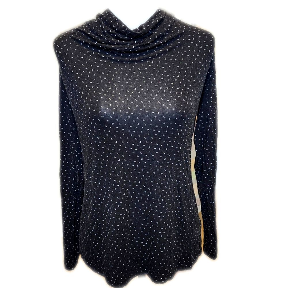 CAbi Style #3054 Cowl Neck Tie Back Long Sleeved Top, Black/White, M